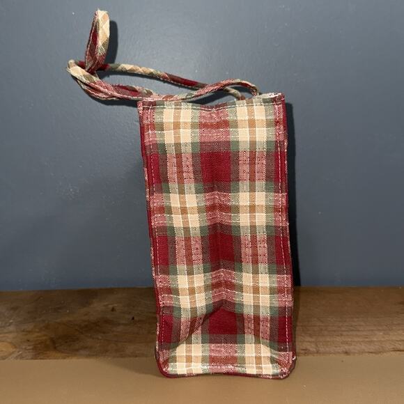 Longaberger Homestead Plaid Apple Basket Small Tote lunch Bag with front pocket - Picture 6 of 11